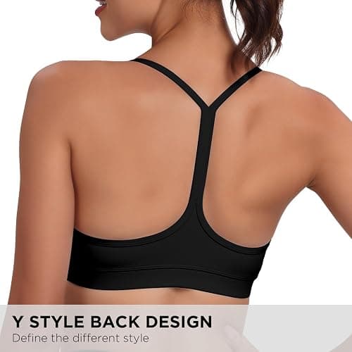 Spaghetti Strap Padded Sports Bras for Women - Y Back Yoga Workout Tops (3 Pack) thumbnail 3
