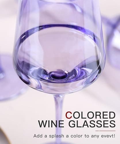 Purple Wine Glass - 15 oz Unique Italian Style Tall Stemmed for White& Red Wine glasses, Gifts, Modern Crystal Hand Blown Wine Glass，Colored Wine Glasses With Stem,Wedding,Christmas or Birthday Gift thumbnail 4