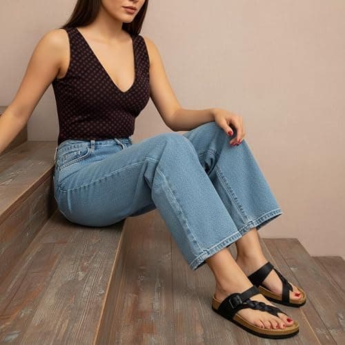CUSHIONAIRE Women's Libby Cork footbed Sandal with +Comfort and Wide Widths Available, thumbnail 8