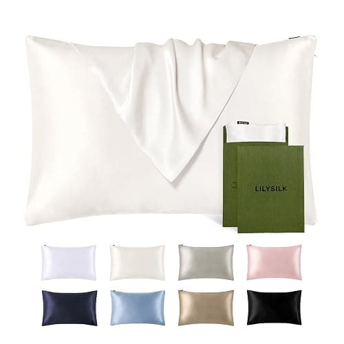 LILYSILK Silk Pillowcase for Hair and Skin Standard-100% Mulberry Silk 19 Momme Both Sides Silk Bed Pillow Cover with Hidden Zipper, 1 Pc (Standard Size 20''x26'', Ivory) - Image 1