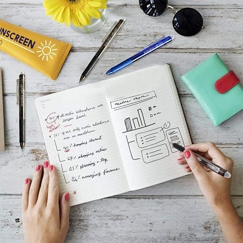 Erasable Gel Pens, 15 Pack Retractable Erasable Pens Clicker, Fine Point, Make Mistakes Disappear, 8 Black 7 Blue Inks for Writing Planner and Crossword Puzzles… thumbnail 2