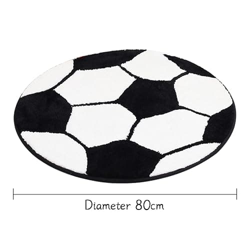 JeogYong Soccer Rug, Soft and Comfy Sports Themed Round Area Rugs Bedroom Living Room Carpet Kitchen Mat Bath Rugs for Bathroom, Soccer Themed Room Decor for Kids Bedroom Men Cave - Soccer Ball thumbnail 3