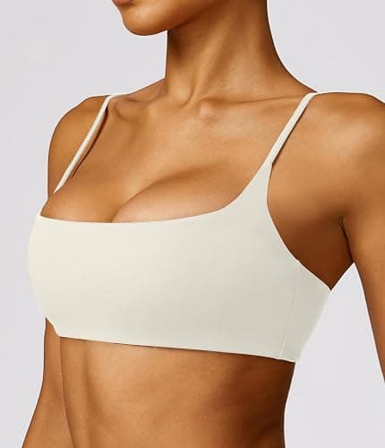 Comper Women's Sports Bra with Thin Straps Stretchy Wirefree Workout Bras Lightweight Workouts Bralette with Removable Pads thumbnail 2