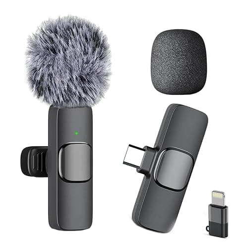 Caiord Professional Wireless Mini Microphone for iPhone, iPad, Android Phone, Cordless Omnidirectional Lavalier Lapel Mic, Plug-Play Microphone for Interview Video Podcast Vlog YouTube - Image 1