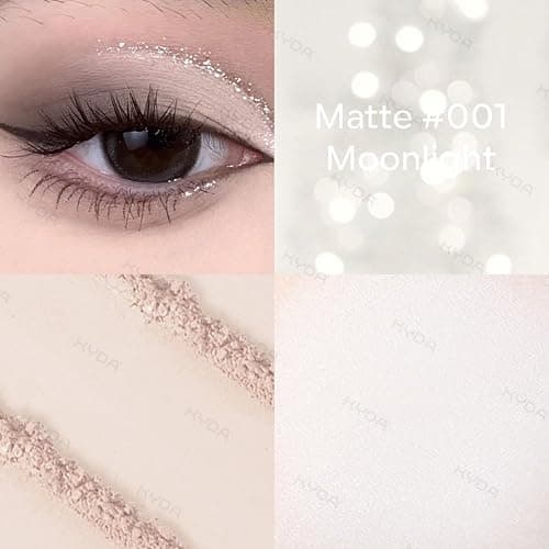 KYDA Single Matte Eyeshadow, Sheer Off White Vanilla Eyeshadow, Blendable Brightenning Primer for Eyes Shadow, Ultra-fine Lightweight Powder, Moonlight thumbnail 2