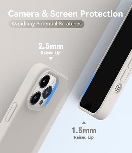 AOTESIER Magnetic for iPhone 13 Pro Phone Case, [Compatible with MagSafe][Military Shockproof Protection] Silicone Case with Soft Microfiber Lining, Camera & Screen Protection 6.1 inch, Stone thumbnail 5