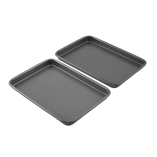 GoodCook Everyday Set of 2 Nonstick Steel 9" x 6.2" Toaster Oven Mini Baking Sheets, Gray thumbnail 3