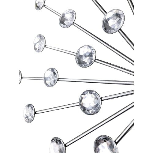 ZEXUIRU 3 Set Silver Metal Jeweled Wall Art Bling Crystal Home Décor Sun Burst Rhinestone Wall Hanging Diamond Accents thumbnail 7