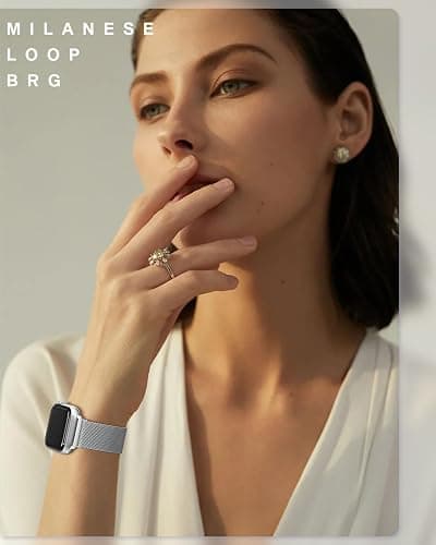 Original Stainless Steel Milanese Loop Compatible with Apple Watch Band 38mm 40mm 41mm 42mm 44mm 45mm 46mm 49mm, Magnetic Clasp Band for iWatch Series 11 10 9 8 7 6 5 4, SE 3 2 1 Ultra3 2, Women & Men thumbnail 9
