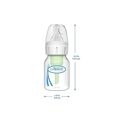 Dr. Brown's Anti-Colic Options+ Narrow Baby Bottle, 2 oz, 4-Pack | Clinically proven to reduce colic, glass bottles with Level 1 slow flow nipple, 0m+, BPA-free thumbnail 2