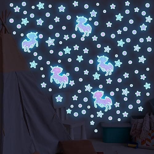 Glow in the Dark Unicorn Moon Star Wall Decals Style 6 for Girls thumbnail 5