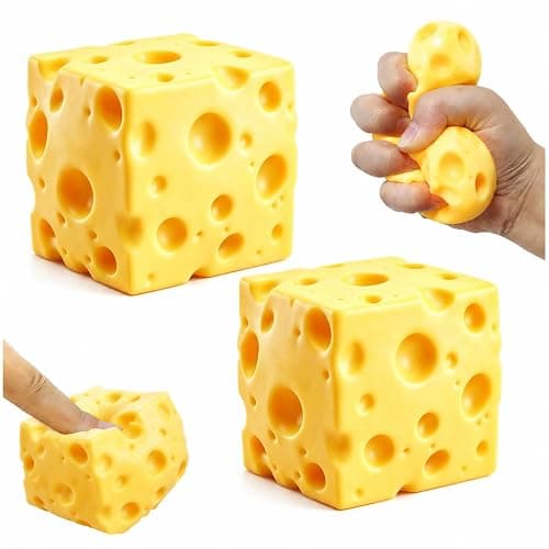 Audasi 2Pcs 5cm Unbreakable Cute Toys Stress Ball Cheese Block Sensory Toy Relieves Stress for Kids And Adults - Image 1
