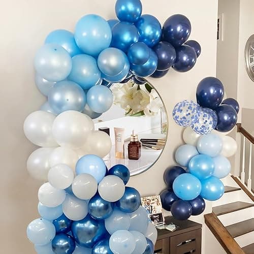 Blue Balloons Set, 60 Pack 12 Inches Metallic Chrome Blue Balloons Navy Blue for Boys Man Birthday, Baby Shower, Wedding Party Decorations thumbnail 5