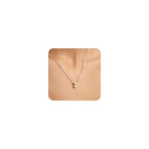MARYLAX Bubble Gold Letter Necklace for Women, 14k Gold Plated Balloon Initial Necklace, Dainty Gold Necklace for Women, Personalized Bubble Pendant Name Necklace, Fashion Accessories Trendy Jewelry - Image 1