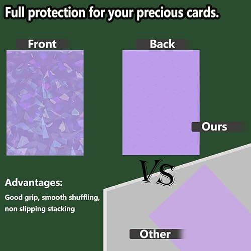 100 Count Pale Purple Card Sleeves for Trading Cards, Perfect Fit Shiny Card Sleeves, Holographic Card Sleeve Fit for Magic, Photo Card, Sports Cards (66x91mm) Waterproof, dustproof and Sturdy thumbnail 3