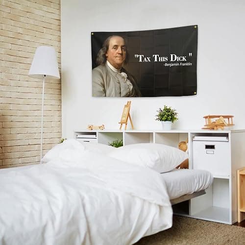 Benjamin Franklin Tax This Dick Flag Funny Flags for Room 3x5 Feet College Dorm Room Decor Man Cave Frat Wall Indoor Outdoor Flag thumbnail 5