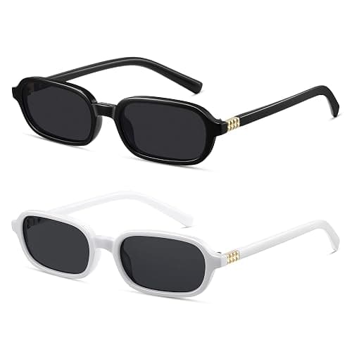 Colrea Retro Rectangle Sunglasses for Women Men Trendy Vintage Small Square | Sun Glasses 90s Fashion Cute Sunnies CL010 - Image 1