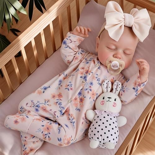 JIZHI Reborn Dolls 20 inch Soft Body Lifelike-Newborn Baby Dolls Sleeping Girl Dolls with Clothes and Toy Accessories Gift for Kids Age 3+, Yellow Floral thumbnail 5