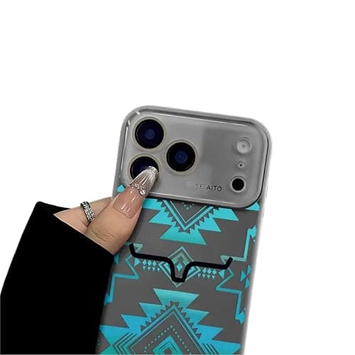 Othyzo Aztec Bull Horn Phone Case for iPhone 17 to 12 (4, iPhone 16) | Tribal Geometric Pattern, Western Boho Style, Shockproof Protection, Full Lens Guard, Soft TPU Material, Women Girl Gift thumbnail 2