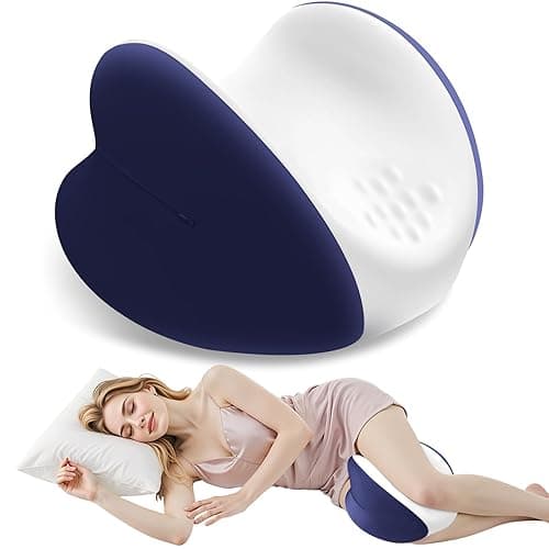 TranquilMoments Knee Pillow for Side Sleepers, Leg Pillow with Cooling Cover, Memory Foam Leg Pillow for Side Sleeping, Heart-Shape Cushion for Hip, Back & Sciatica Pain Relief, Blue - Image 1