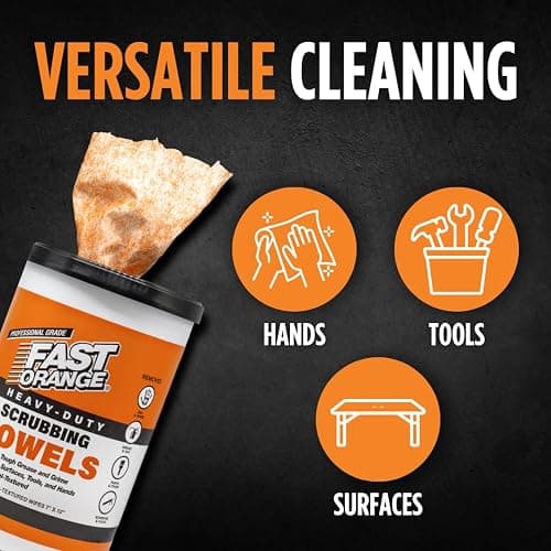 Fast Orange Heavy Duty Scrubbing Towels Removes Tough Grease, Grime, Paint, Resins, Glue and More, for Hands, Tools and Surfaces Without Sticky Residue, 72 ct thumbnail 3