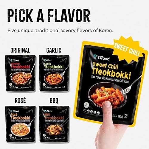 Tteokbokki Korean Rice Cakes – [Sweet Chili | Pack of 1] – Gluten Free | Ready in 3 Minutes | 0 Cholesterol/ 0 Trans Fat | 2 Servings Spicy Street Snack | Healthy/Savory/Spicy - O’food thumbnail 7
