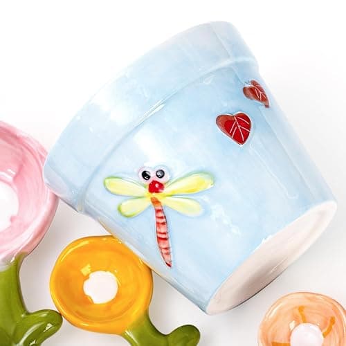 Blue Ceramic Measuring Cups and Spoons Set with Pot Holder, Cute Kitchen Baking Tools, Dishwasher Safe for Dry & Wet Ingredients, Unique Baking Gifts thumbnail 5