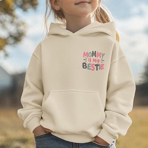 KEEVICI Cute Preppy Hoodies for Girls Mommy and Me Sweatshirts Kids Graphic Kawaii Hoodie Mother Daughter Cotton Pullover thumbnail 2