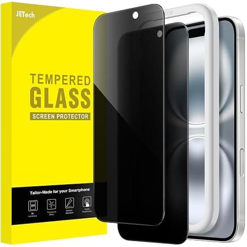 JETech Privacy Screen Protector for iPhone 16 6.1-Inch, Anti-Spy Tempered Glass Film with Easy Installation Tool, 2-Pack - Image 1