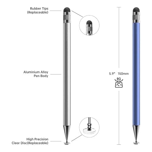 Bopomofo Stylus(5 Pcs),2-in-1 Stylus Pen for Touchscreen,Stylus Pen | Metal Barrel,Suitable for Apple(iPhone/ipad)/Nintendo Switch/Samsung/Google/Microsoft/Android Tablets Touch Screen Devices thumbnail 2