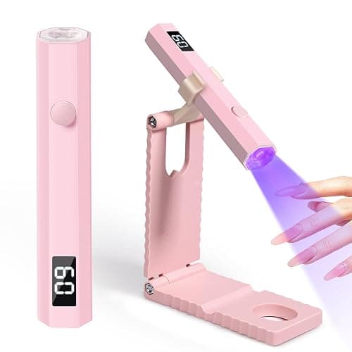 krofaue Mini Handheld UV Light for Gel Nails with Stand, Portable Rechargeable Nail Lamp with 2 Timers, Flash Cure for Rhinestone Glue Decoration at Home DIY, Travel - Image 1