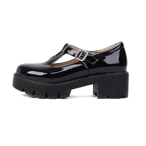 JOYSTRY Mary Jane Shoes for Women Girls, Black Platform Mary Janes Chunky Heel Kawaii Lolita School Shoes thumbnail 3