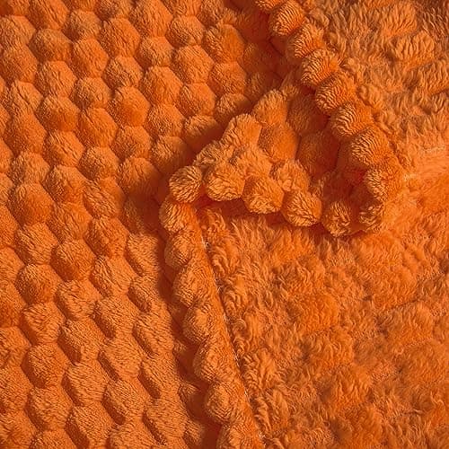 Vessia Flannel Fleece Throw Blanket(50x70 inch), 3D Jacquard Burnt Orange Fuzzy and Warm Blanket for Couch,Sofa,Bed,Chair, 300GSM Super Soft Touch Cozy Lightweight Throw for All-Season Home Decor thumbnail 6