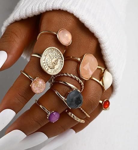 iF YOU 25 Pcs Gold Knuckle Ring Set for Women, Chunky Stackable Finger Midi Rings, Silver Simple Stacking Cute Rings Pack Trendy Stuff Jewelry Christmas Gift thumbnail 2
