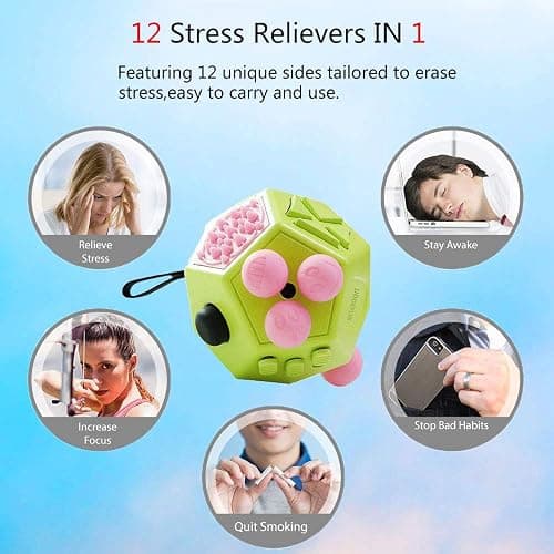 UOOEFUN Fidgets Toy,12 Sided Cube Toys,Autism Toy,Relief Stress Cube Toy,Sensory Toy, Anxiety Toy for Childens and Adults with Improve Attention and Relieve Stress (Green / A3) thumbnail 6