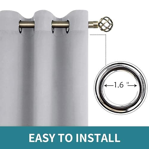 BGment Room Darkening Curtains 72 Inches Long - Grommet Thermal Insulated Drapes Window Treatment Curtains for Bedroom, 2 Panels, 42 x 72 Inch, Light Grey thumbnail 6