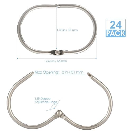 24 Pcs Shower Curtain Rings, Goowin Shower Curtain Hooks, Oval Snap Shower Rings for Curtain, Metal Shower Curtain Rings Rust Proof, Glide Smoothly Shower Hooks for Shower Curtain Rod (Matte Nickel) thumbnail 5