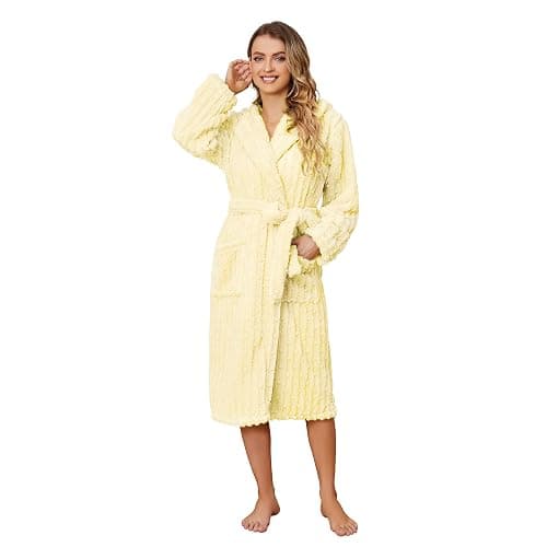 HEARTNICE Fuzzy Soft Robes for Women, Long Plush Hooded Robe Fluffy Warm Bathrobes - Image 1