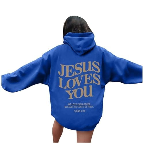 Jesus Loves You Hoodie Womens Christian Sweatshirt Christian Hoodies Oversized Jesus Sweatshirt Long Sleeve Pullover thumbnail 4