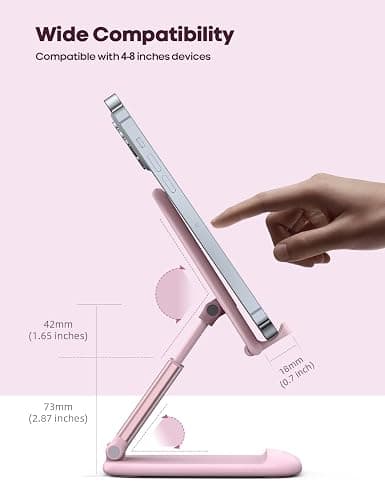 Lamicall Pink Phone Holder, Desk Accessories - Rose Gold Pink Office Cell Phone Holder, Desktop, Office Desks Accessories, Desk Decor for Women, for iPhone, 4-8'' Phone thumbnail 5