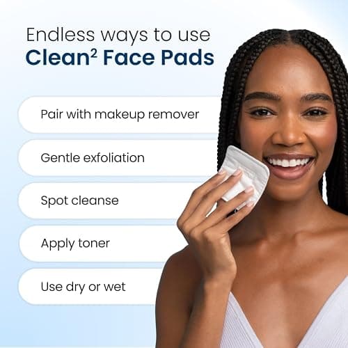 Clean Skin Club Clean² Pads 2.0 [New & Improved Edges] Guaranteed Not to Shed & Tear Face Pads, Unique Triple Layers, Textured & Ultra Soft Side, Organic Disposable Cotton, Pair with Makeup Remover thumbnail 6
