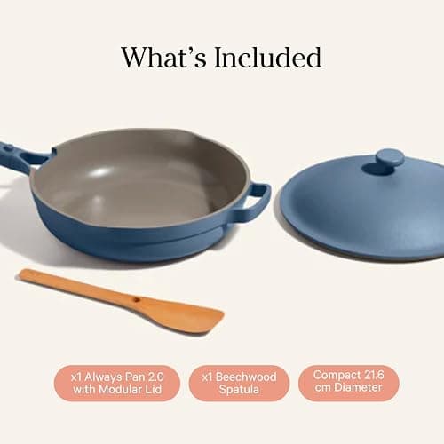 Our Place Mini Always Pan 2.0-8.5” (1.2 Qt) Nonstick, Toxin-Free Ceramic Cookware | Patented 10-in-1 Aluminum Frying & Sauté Pan | Safe for Oven, Induction & All Cooktops up to 450°F | Blue Salt thumbnail 3