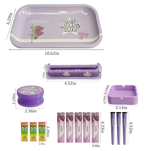 Rolling Tray Set,Metal Rolling Tray Cone Loader for King Size&1 1/4 Size Pre Rolled Cone,Cone Pre Roll Machine.(Purple) thumbnail 2