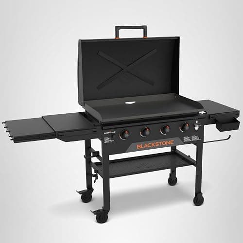 Blackstone Original 36" Griddle, Portable Outdoor Grill with Built-In Hood, Black - Includes Extendable Side Shelves and Caster Wheels | Powder Coated Steel, 4 Burner, Propane, Extendable Side Shelf thumbnail 10