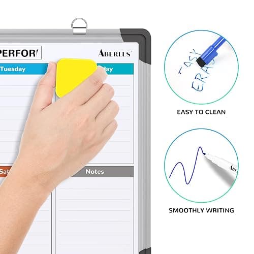 Small Weekly Calendar Dry Erase Whiteboard for Wall, 16" x 12" Magnetic Dry Erase Board, Hanging Double-Sided White Board, Portable Board for List, Kitchen, Planning, Memo, Home, Office - Red thumbnail 4