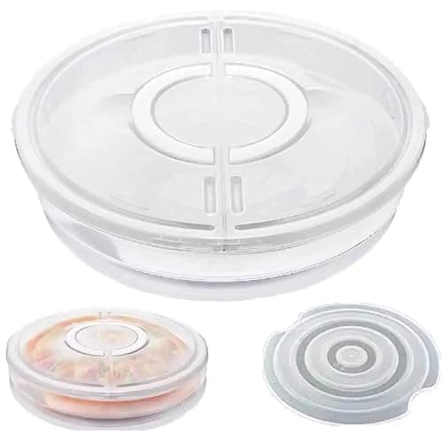 12inch 2 Pack Food Storage Container with Lid and Handle, Reusable 2 Compartments Pizza Slice Storage Container, Round Pie Carrier Leftover Pizza Keeper for Food Cake Cheesecake Tortilla Pastry thumbnail 8
