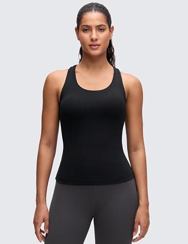 CRZ YOGA Butterluxe Workout Racerback Tank Tops for Women - Padded Athletic Spandex Yoga Shirts with Built in Bra thumbnail 2