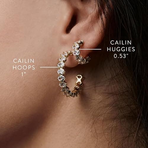 Kendra Scott Cailin Crystal Hoop Earrings, Fashion Jewelry For Women - GOLD METAL - WHITE CUBIC ZIRCONIA thumbnail 3
