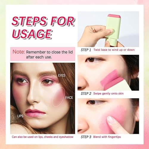 Qifylmaf Multi-Use Makeup Blush Stick, Tinted Solid Moisturizer On-the-Go Blush, Multi-use Cream Blush Stick for Cheek & Eyes & Lips, Waterproof Natural Nude Makeup for All Skin (1# Shy Pink) thumbnail 4