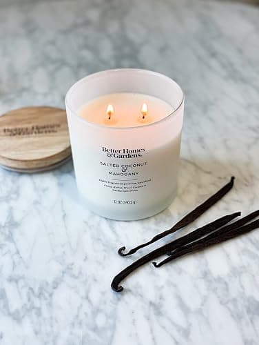 BetterHomes&Gardens 12oz Scented Candle, Salted Coconut & Mahogany 2-Pack, Cream, 35524 thumbnail 6